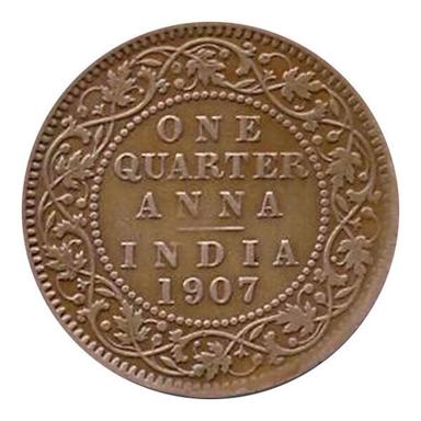 Bronze One Quarter Anna Coin