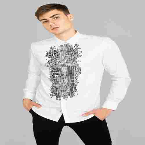 Mens Full Sleeves Printed Pattern Casual Spread Shirt