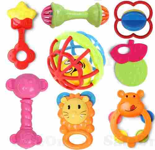 Portable And Lightweight Small Size Solid Plastic 8 Rattle Baby Toy