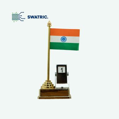 Indian National Flags With Polished Gold Finished Metal Base  Size: Small