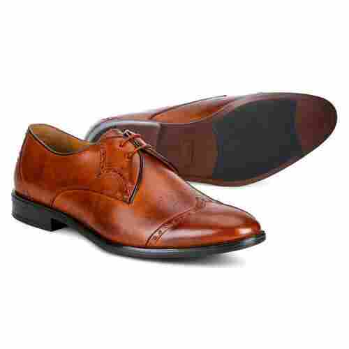 Men Brown Leather Laces Up Pointed Toe Shoes