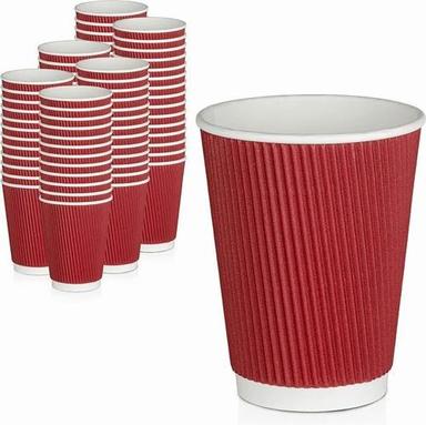 Blue And Red Ripple Paper Disposable Coffee Cups For Event Wedding Party-240 Ml