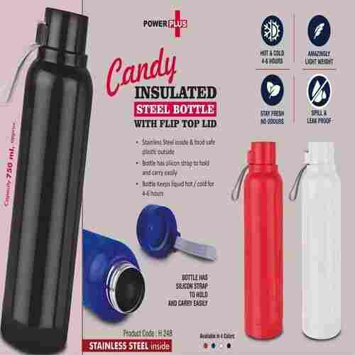 Insulated Steel Bottle With Flip Top Lid 750 Ml
