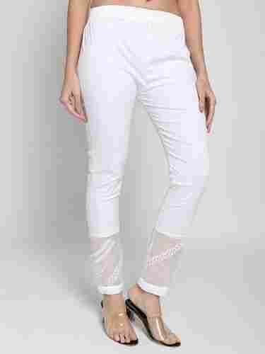 Ladies Casual Wear White Solid Plain Skinny Fit Pants