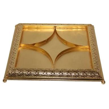 Multi Compartment Square Golden Dry Fruit Tray