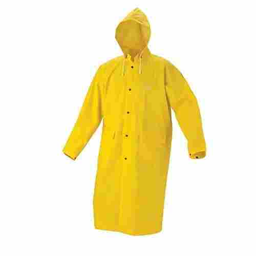 Water Resistant Full Sleeves Yellow PVC Raincoat