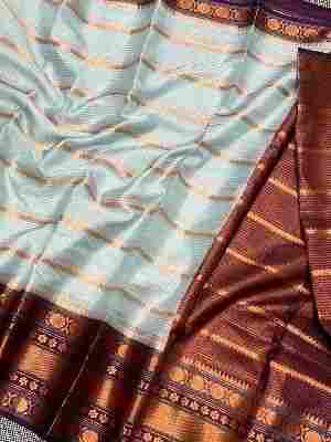 Dyeable Warm Silk Zari Striped Border Banarasi Silk Sarees