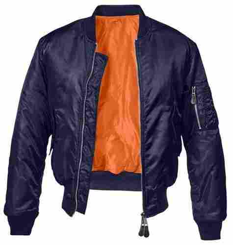 Men Full Sleeves Zipper Woolen Casual Jacket