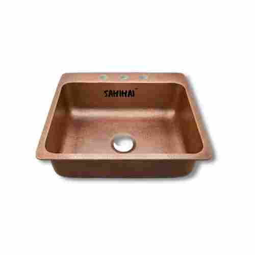 Handmade and Square Shape Drop Copper Kitchen Sink