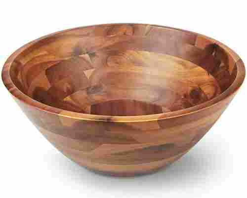 Natural Quality Round Shaped Acacia Wooden Salad Serving Bowl