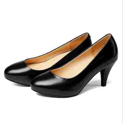 Regular Fit Slip Resistant Sole Lightweight Plain Leather High Heel Shoes For Ladies