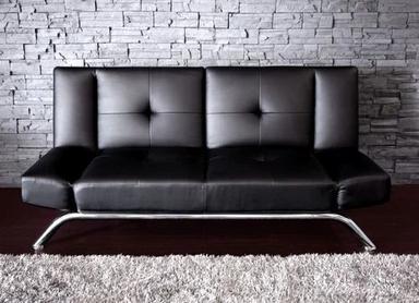 Stainless Steel Leather Black 2 Seater Sofa