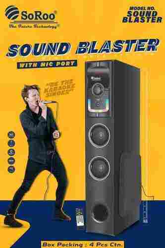 Black Wooden Bluetooth Tower Speakers 200 W