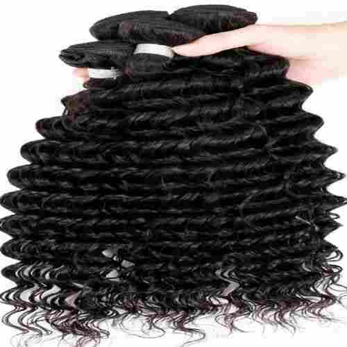 Daily Usable Natural Black Shiny Silky Long Curly Human Hair Wigs For Ladies