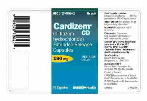 Cardizem CD 180mg Diltiazem Hydrochloride Capsules