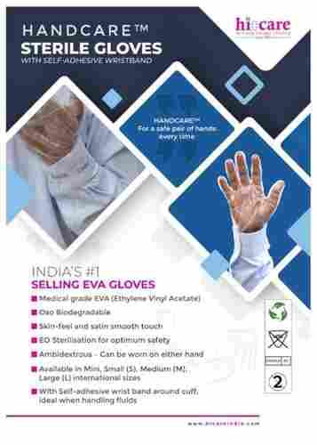 Handcare TM Sterile Gloves with Self Adhesive Wrist Band