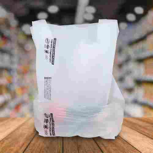 Eco Friendly Without Handle White Printed Corn Starch Bags