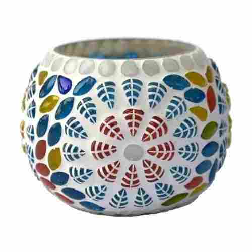 Decorative Mosaic Glass Round Tealight Candle Holder
