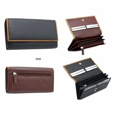 Brown And Black Ladies Leather Clutch