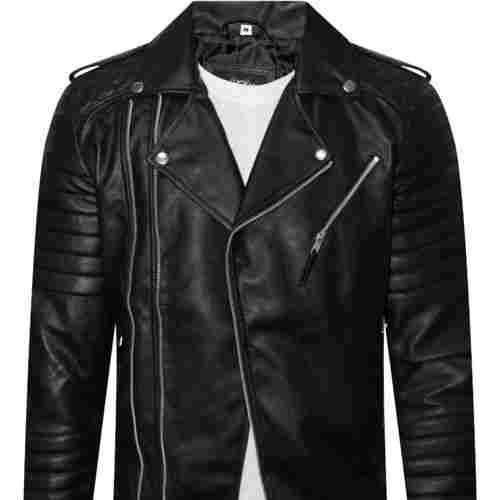 Mens Leather Biker Jacket Black