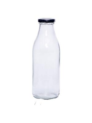 Round Transparent Glass Milk Bottle