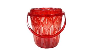 Unbreakable Multicolor Cylindrical Rangoli Plastic Bucket With Lid (D/C) (W/L)