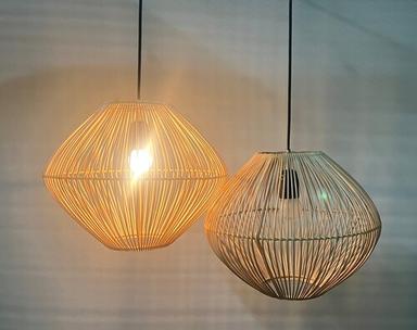 Natural Light Brown Fancy Rattan Cane Hanging Lamps