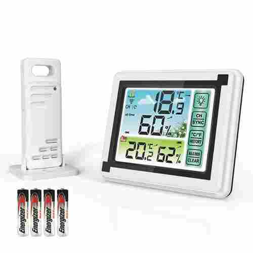 Indoor And Outdoor Thermometer Hygrometer With 4xAAA Battery