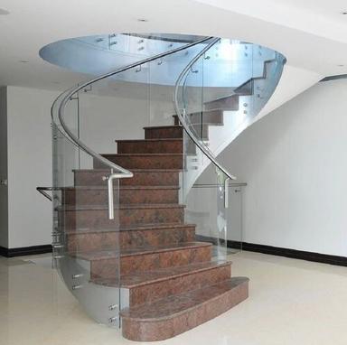 Curved Glass Railing For Home And Office Use