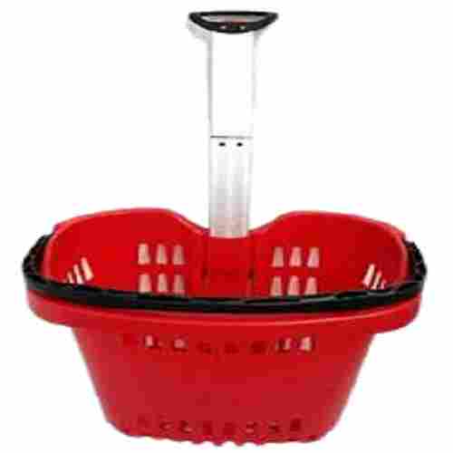 Plastic Shopping Basket With Wheels And Aluminium Handle