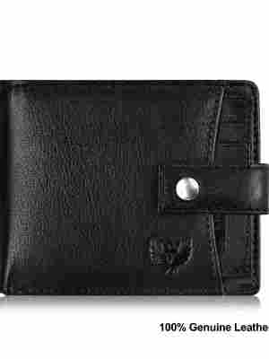 Mens Foldable Black Leather Wallet
