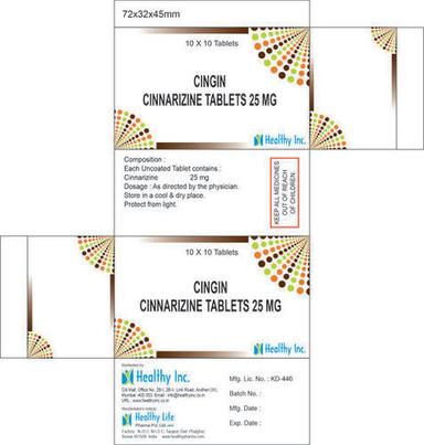 Cingin Cinnarizine Tablet 25mg, 10x10 Tablets Blister Pack