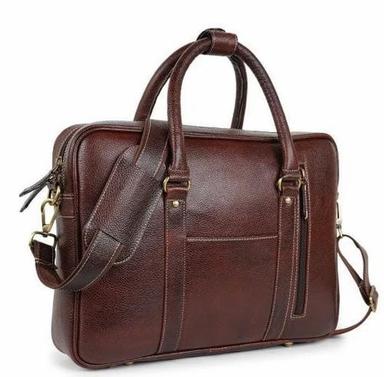 Zipper Closure Light Weighted Single Compartment Shoulder Style Plain Leather Laptop Bags