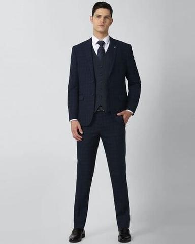 Comfortable And Impeccable Finish Navy Blue Men Suit