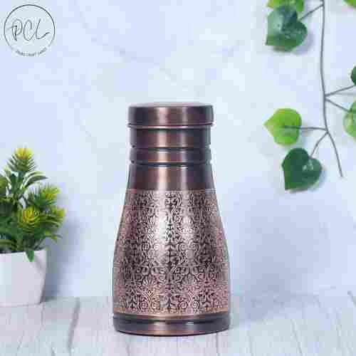 Pure Copper Bedside Jar With Antiqued Black Engraving