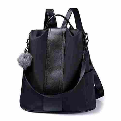 Plain Girls College Black Leather Bag