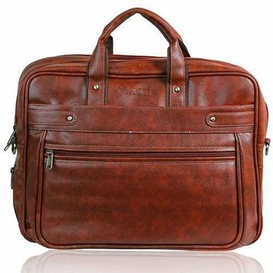 Borwn Color Pu Tan Synthetic Leather Office Bag