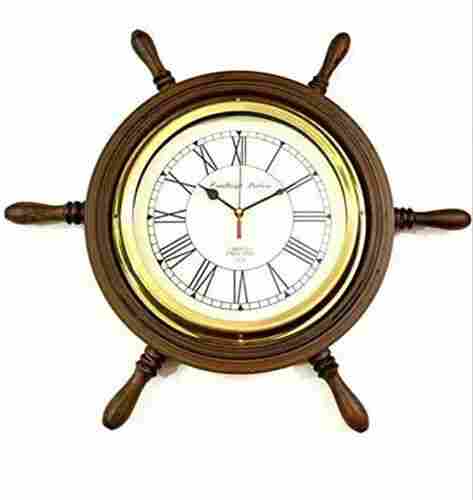 Ship Wheel Wooden Wall Clock