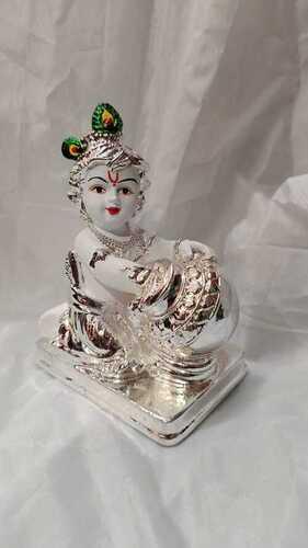 Multicolor Silver Plated Handmade Laddu Gopal Statue