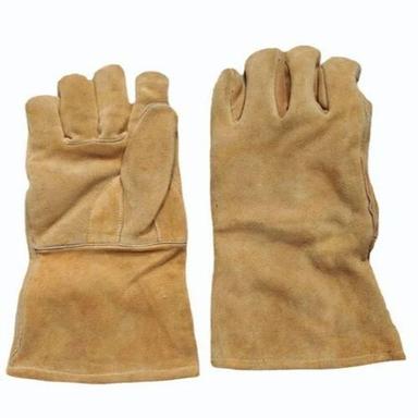 Brown Full Fingered Safety Industrial Leather Gloves