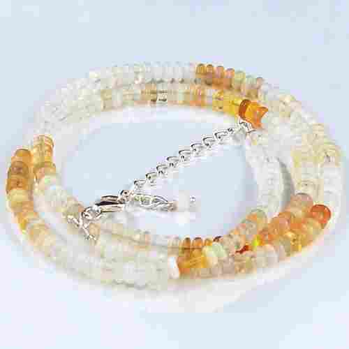 67ct Natural Ethopian Opal 925 Sterling Silver 5mm Beads Necklace