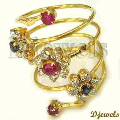 Gorgeous Spiral Real Gemstones Stunning Diamond Gold Ring