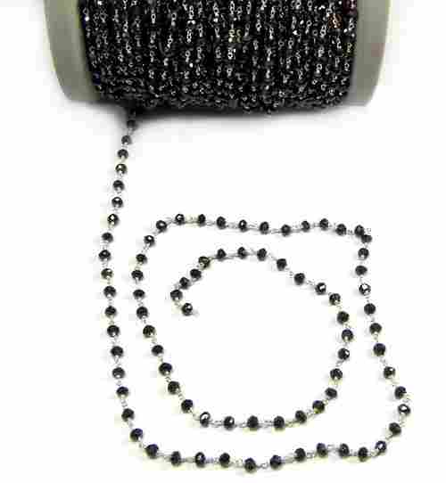 Black Spinel Silver Chain