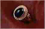 Blue Sapphire Cab And Diamond Ring