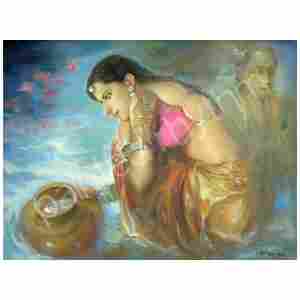 Lady Filling Water Paintings