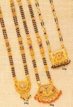 Yellow Gold Mangalsutra With Precious Stones