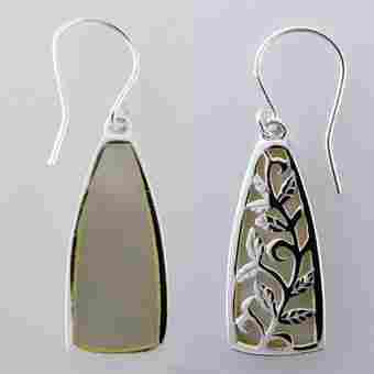Silver Inlay Earrings For Ladies
