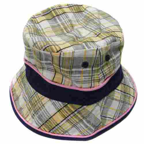 Checked Cotton Bucket Hat 
