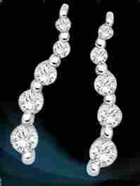 Ladies Diamond Silver Earrings