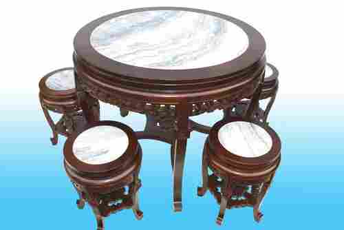 Wooden Round Desk Set